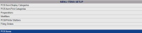 Menu Item Set Up section of POS Configuration menu with POS Items command selected